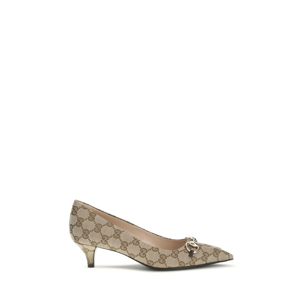 Gucci Beige Fabric Mid Heel Pumps | Regal Royce