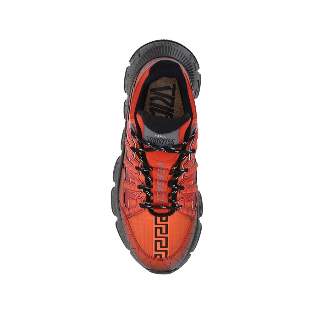 Versace Orange Fabric Athletic Sneakers | Regal Royce