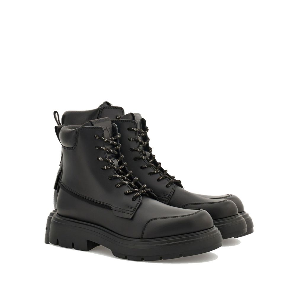 Salvatore Ferragamo Black Calfskin Lace-Up Boots | Regal Royce