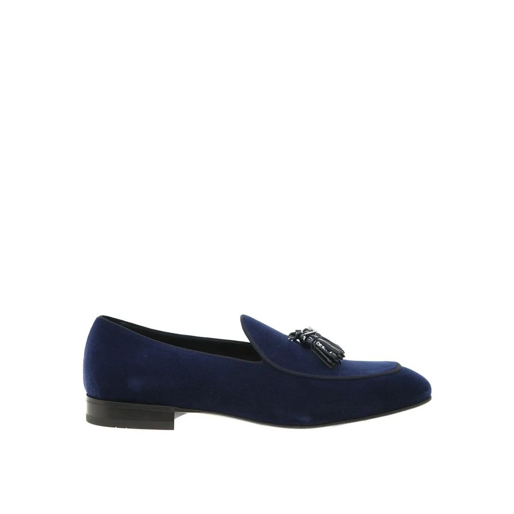 Salvatore Ferragamo Blue Leather Slip-On Loafers | Regal Royce