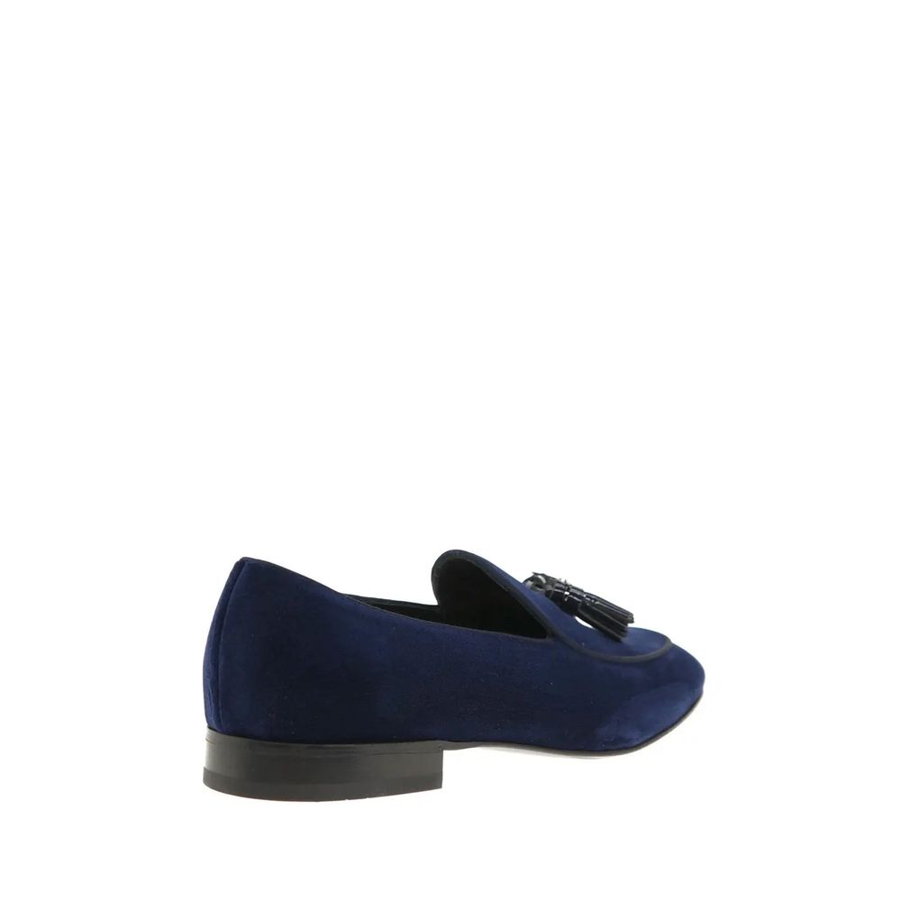 Salvatore Ferragamo Blue Leather Slip-On Loafers | Regal Royce