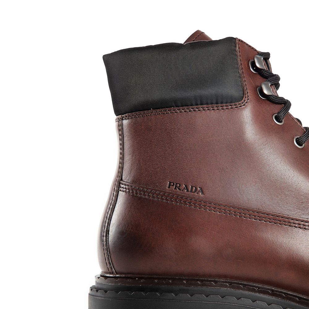 Prada Brown Calfskin Lace-Up Boots | Regal Royce