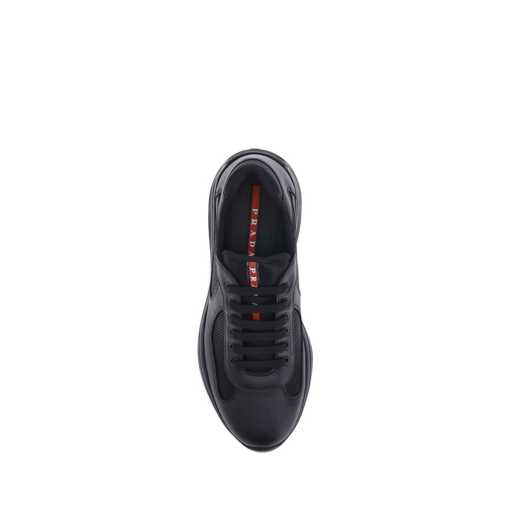 Prada Black Calf Leather Bos Taurus Athletic Sneakers | Regal Royce