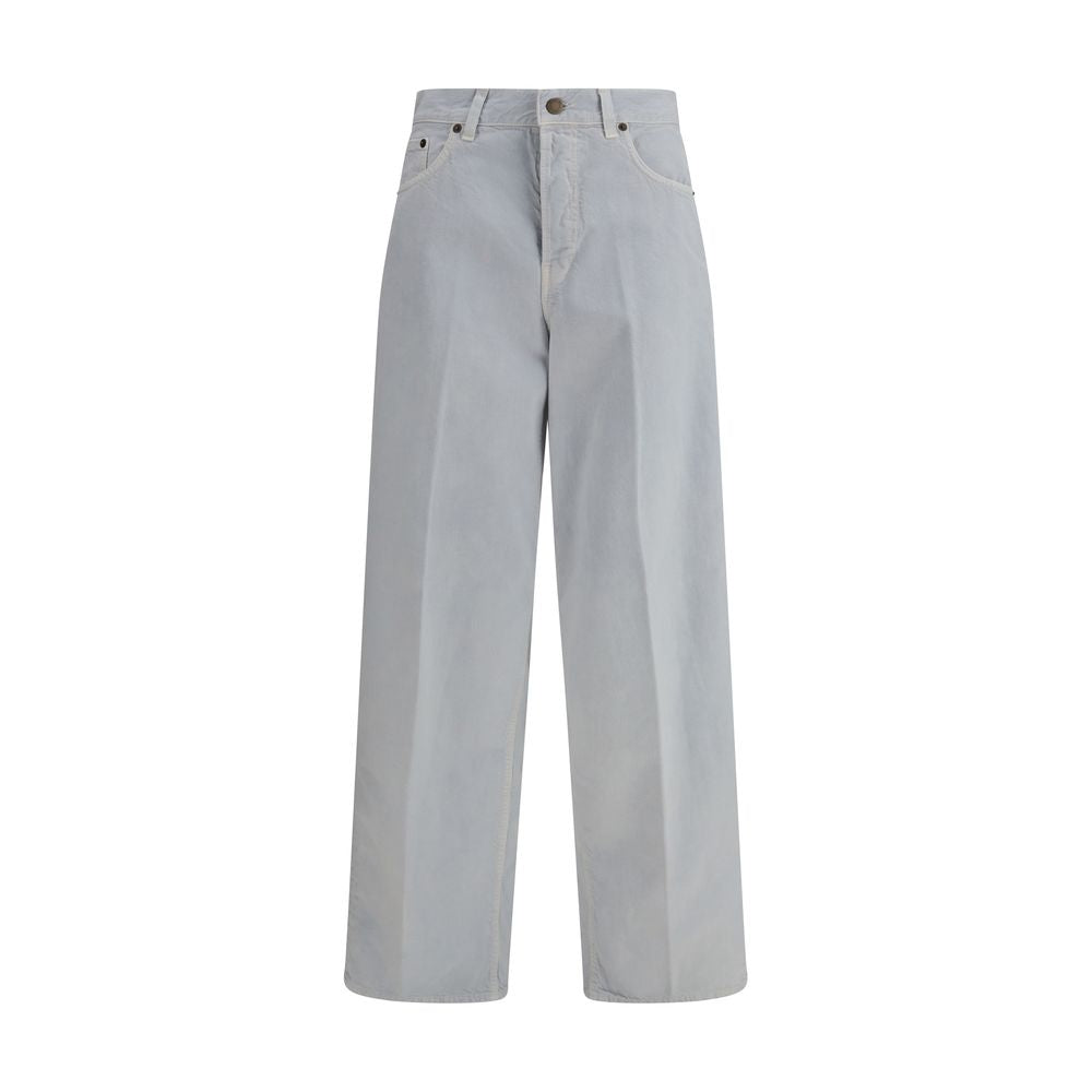 Haikure Light Blue Cotton Straight-Leg Jeans | Regal Royce