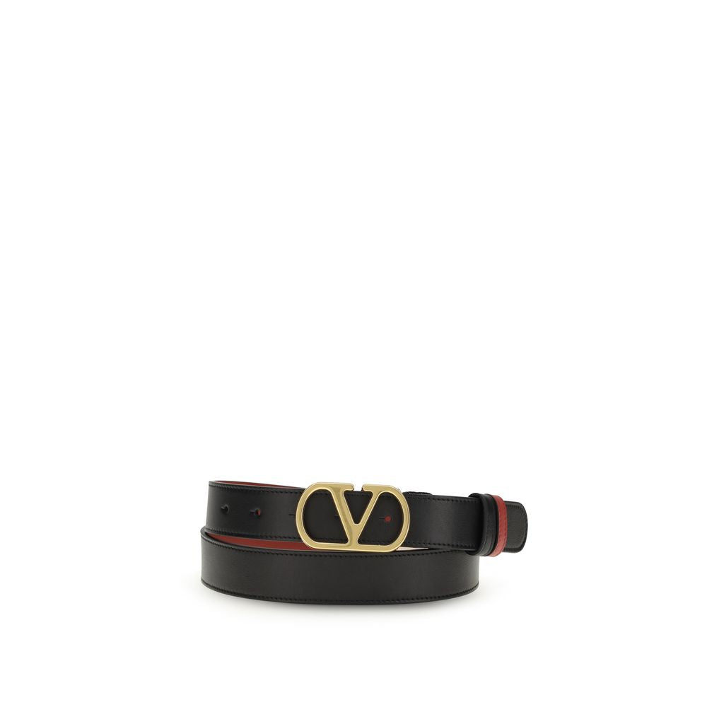 Valentino Garavani Black Calf Leather Bos Taurus Regular Belt | Regal Royce