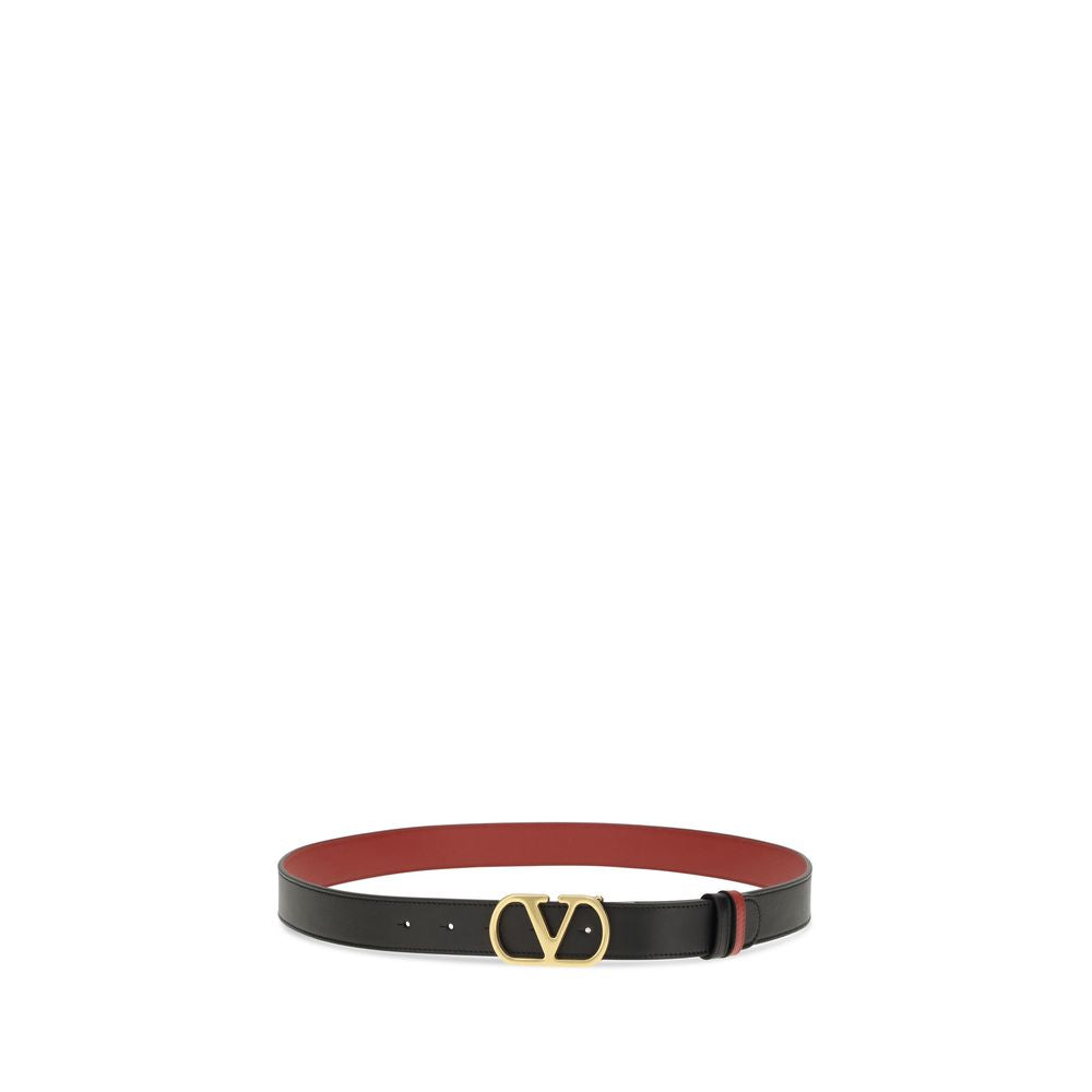 Valentino Garavani Black Calf Leather Bos Taurus Regular Belt | Regal Royce