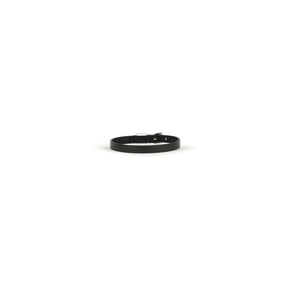 Valentino Garavani Black Calf Leather Bos Taurus Bracelet | Regal Royce