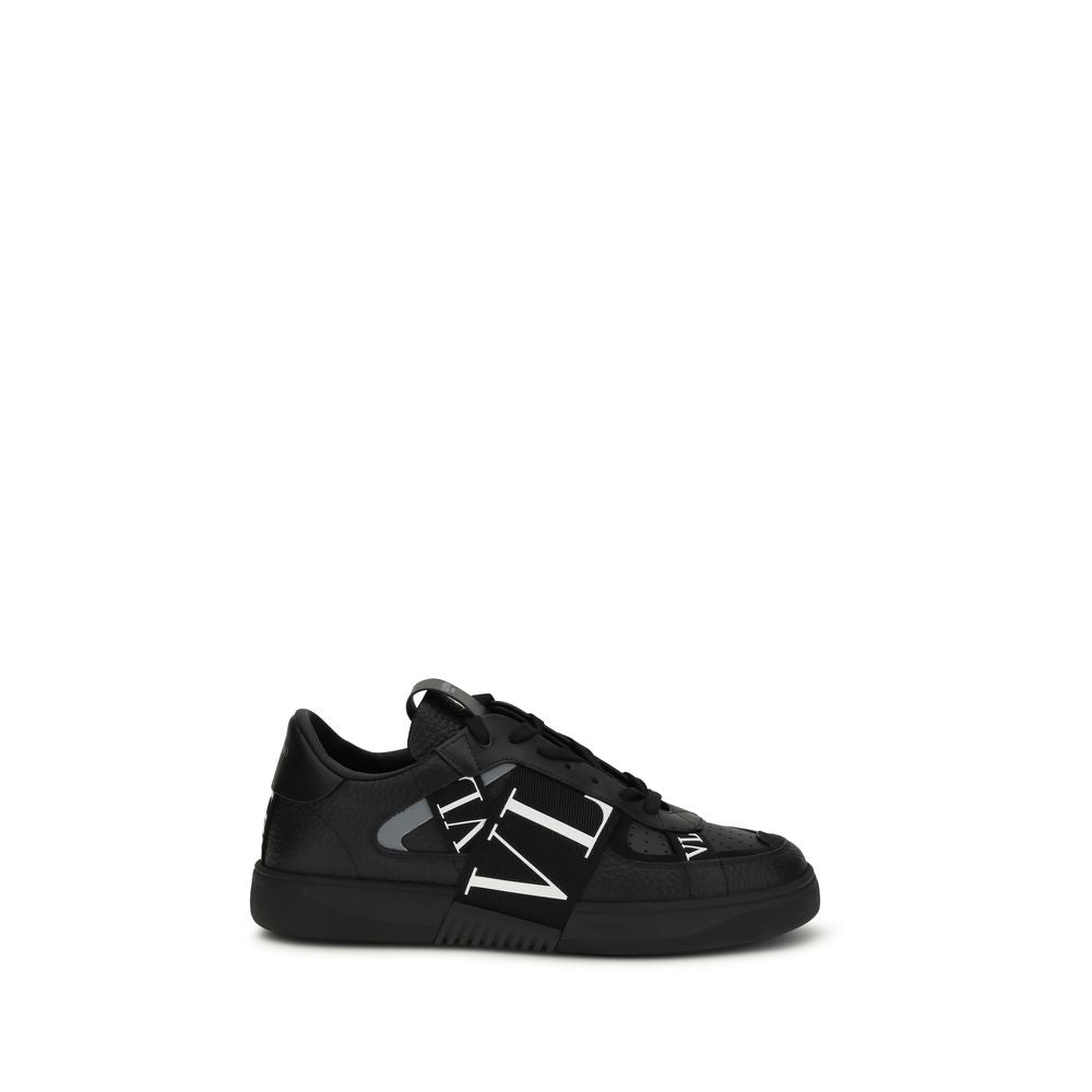 Valentino Garavani Black Calf Leather Bos Taurus Low Top Sneakers | Regal Royce
