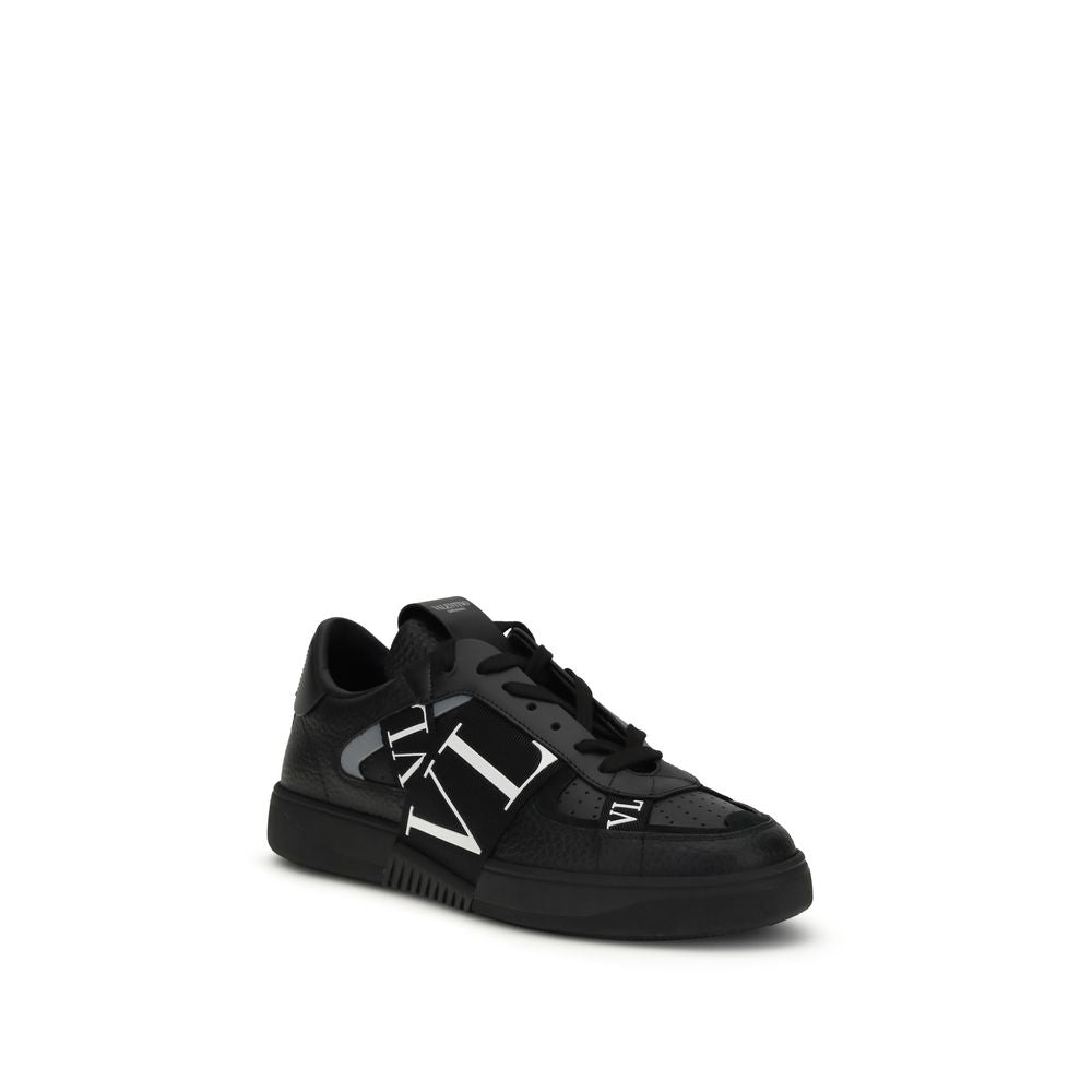 Valentino Garavani Black Calf Leather Bos Taurus Low Top Sneakers | Regal Royce