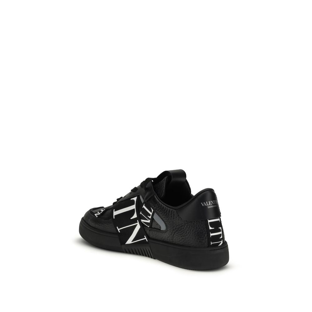 Valentino Garavani Black Calf Leather Bos Taurus Low Top Sneakers | Regal Royce