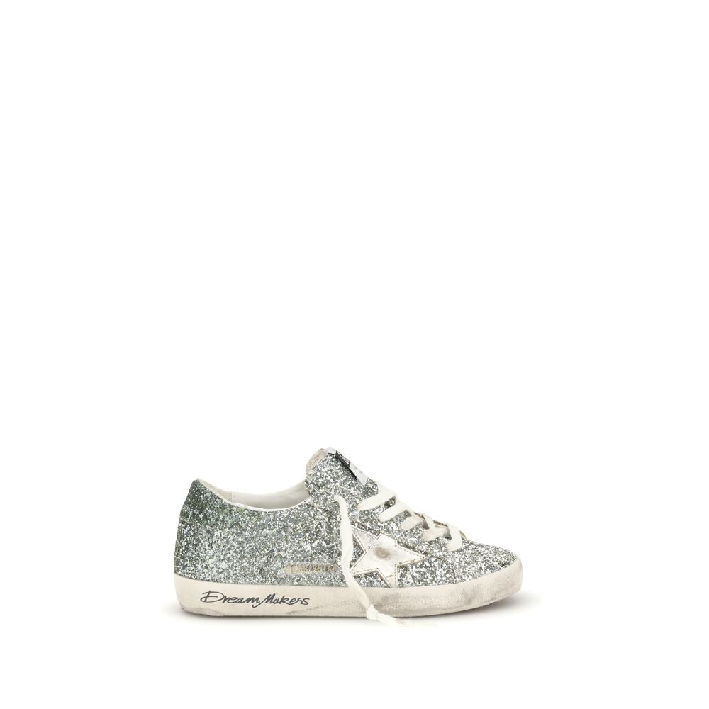 Golden Goose Silver Fabric Low Top Sneakers | Regal Royce