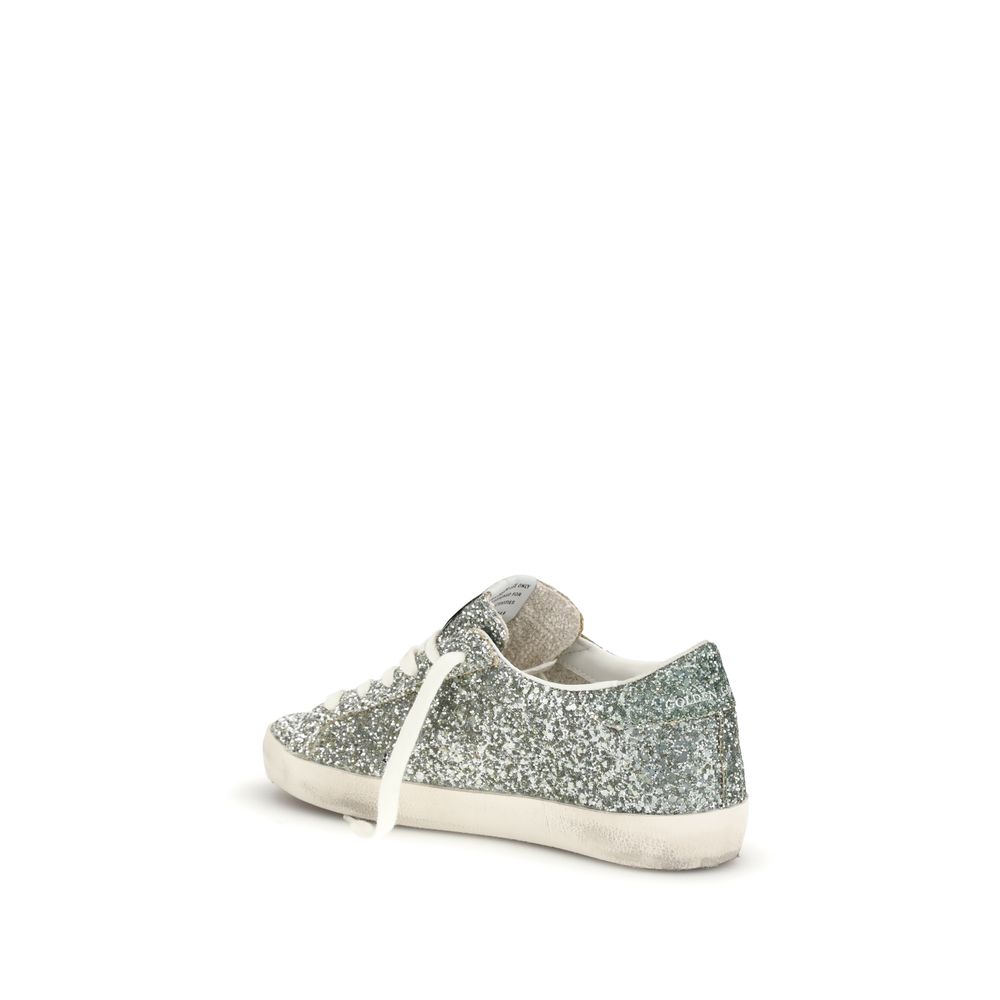Golden Goose Silver Fabric Low Top Sneakers | Regal Royce