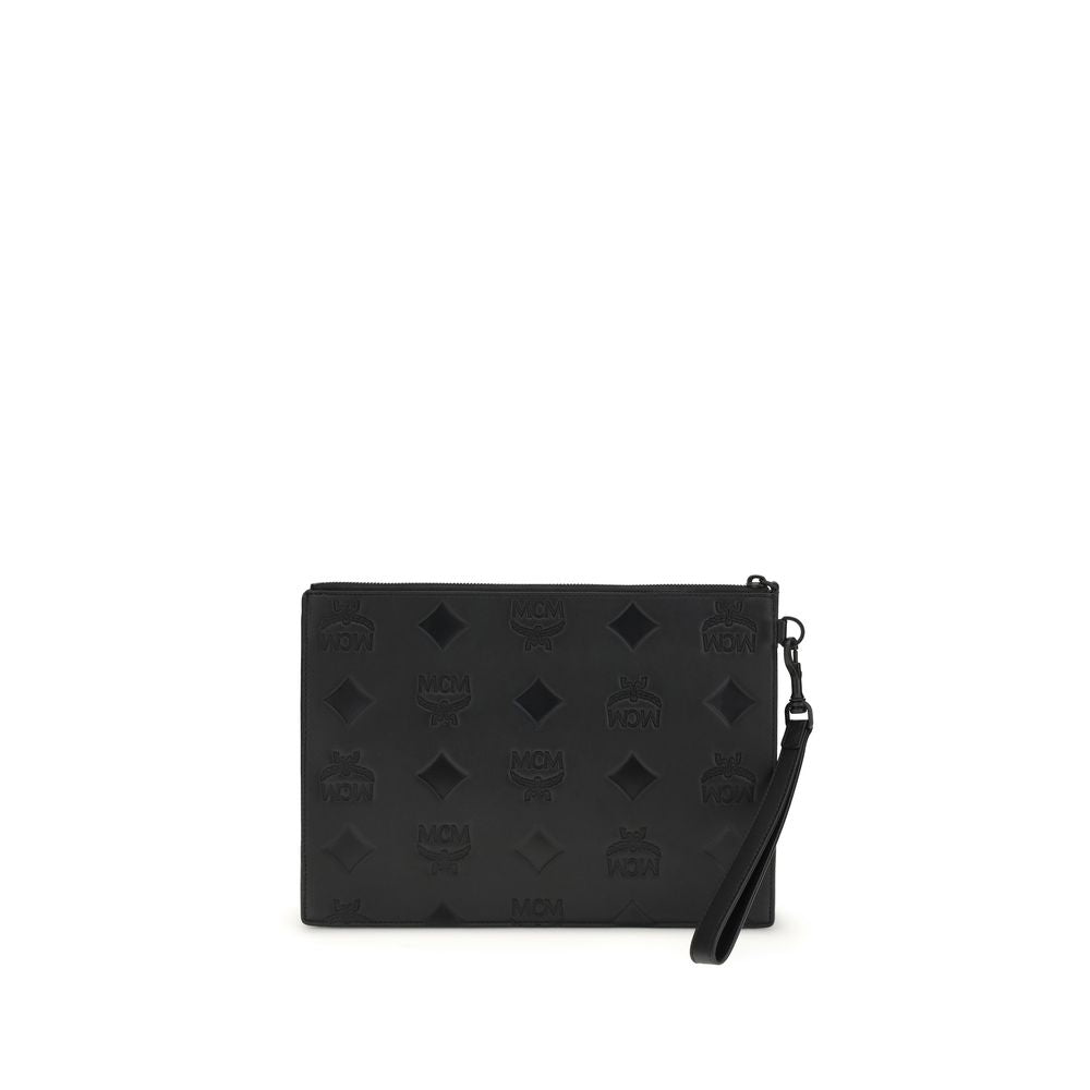 MCM Black Calf Leather Bos Taurus Clutch Bag | Regal Royce