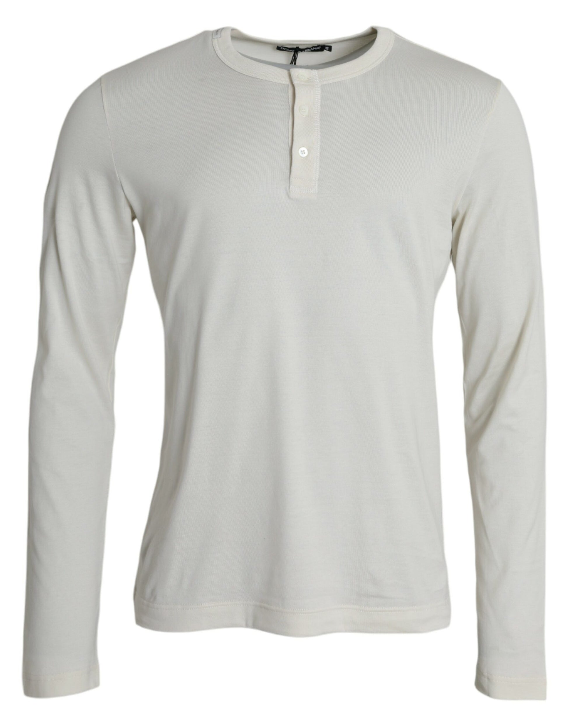 Dolce & Gabbana White Cotton Long Sleeve T-Shirt | Regal Royce