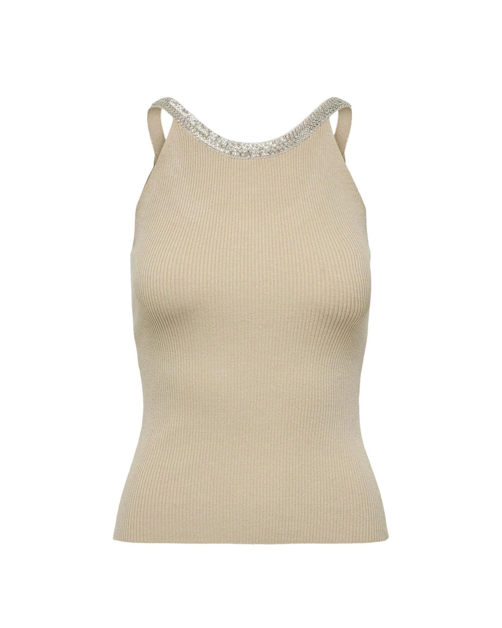 Only Beige Nylon  Elastane Tank Tops | Regal Royce