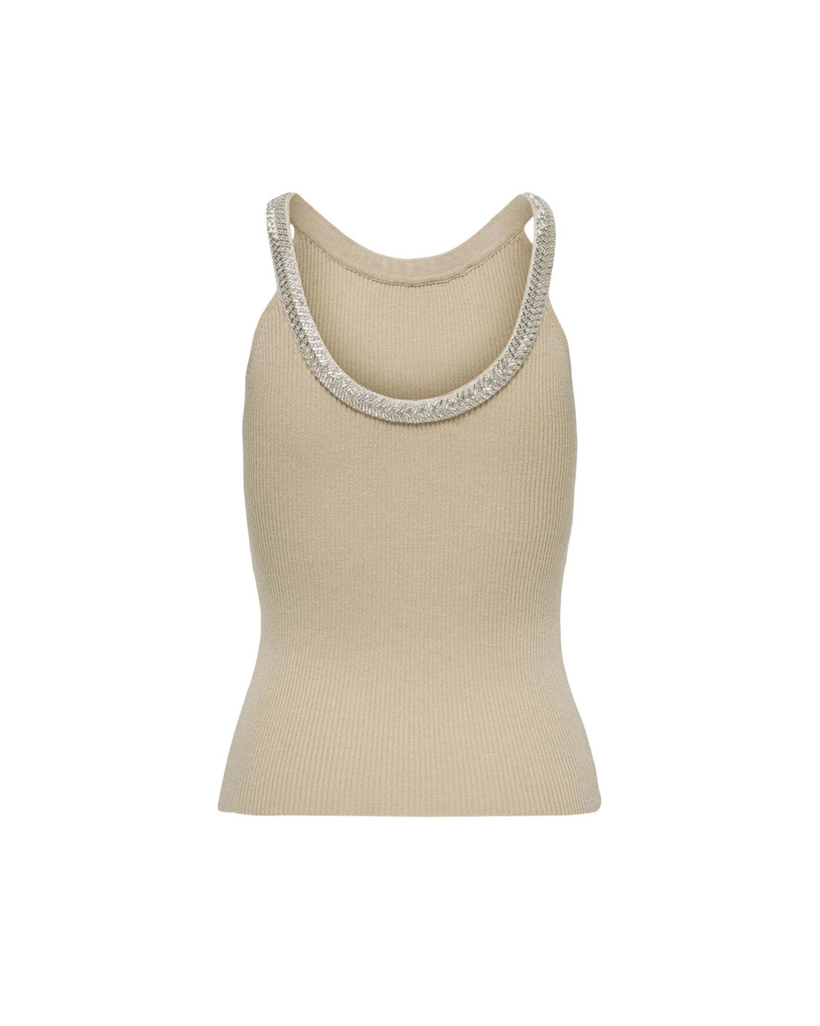 Only Beige Nylon  Elastane Tank Tops | Regal Royce