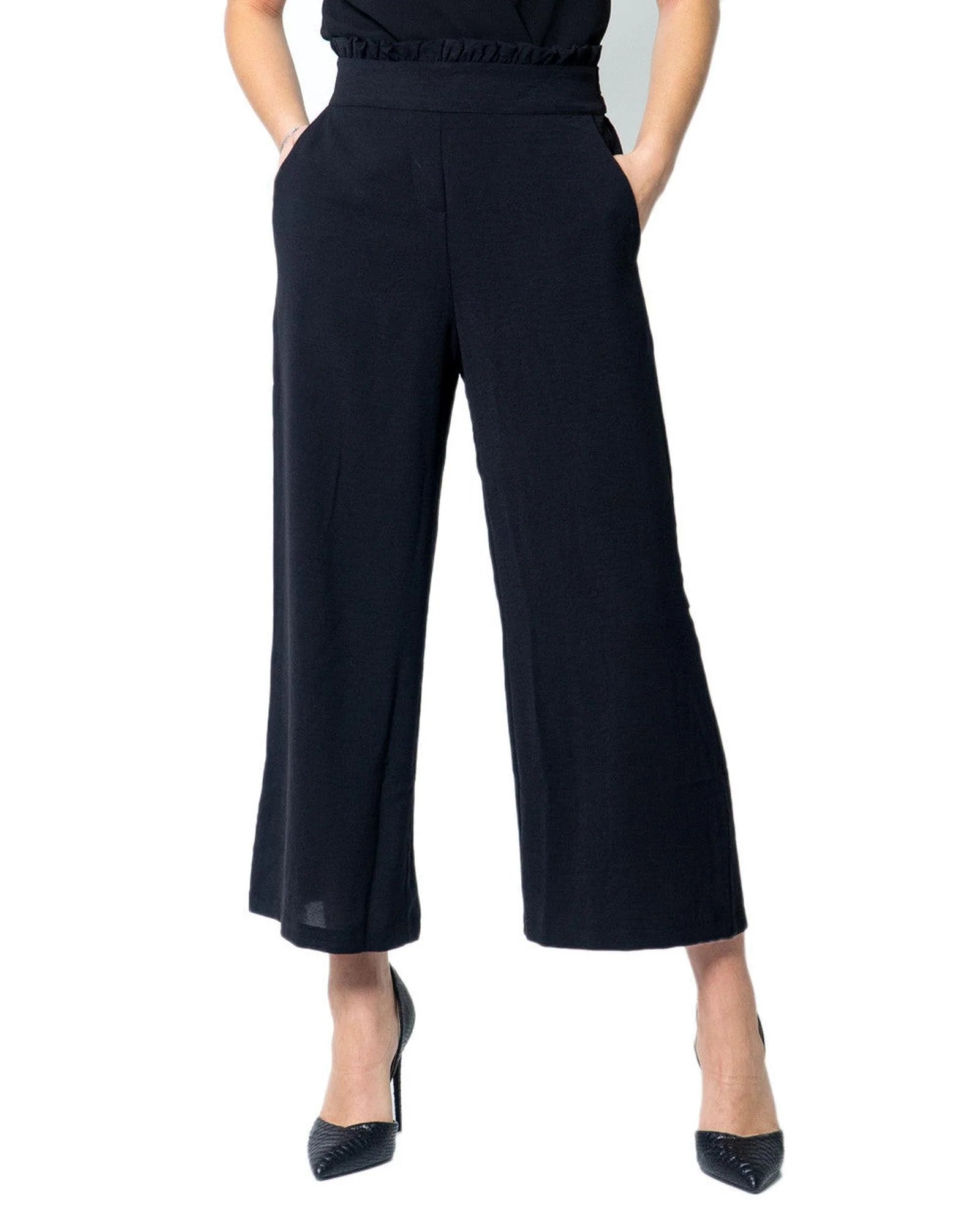 Vila Clothes Black Viscose Casual Pants | Regal Royce