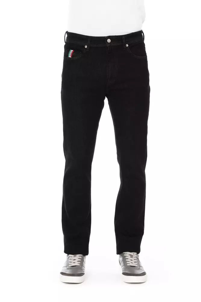 Baldinini Trend Black Cotton Straight-Leg Jeans | Regal Royce