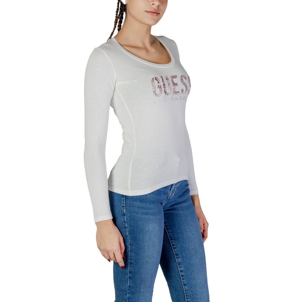 Guess White Cotton Long Sleeve T-Shirt | Regal Royce
