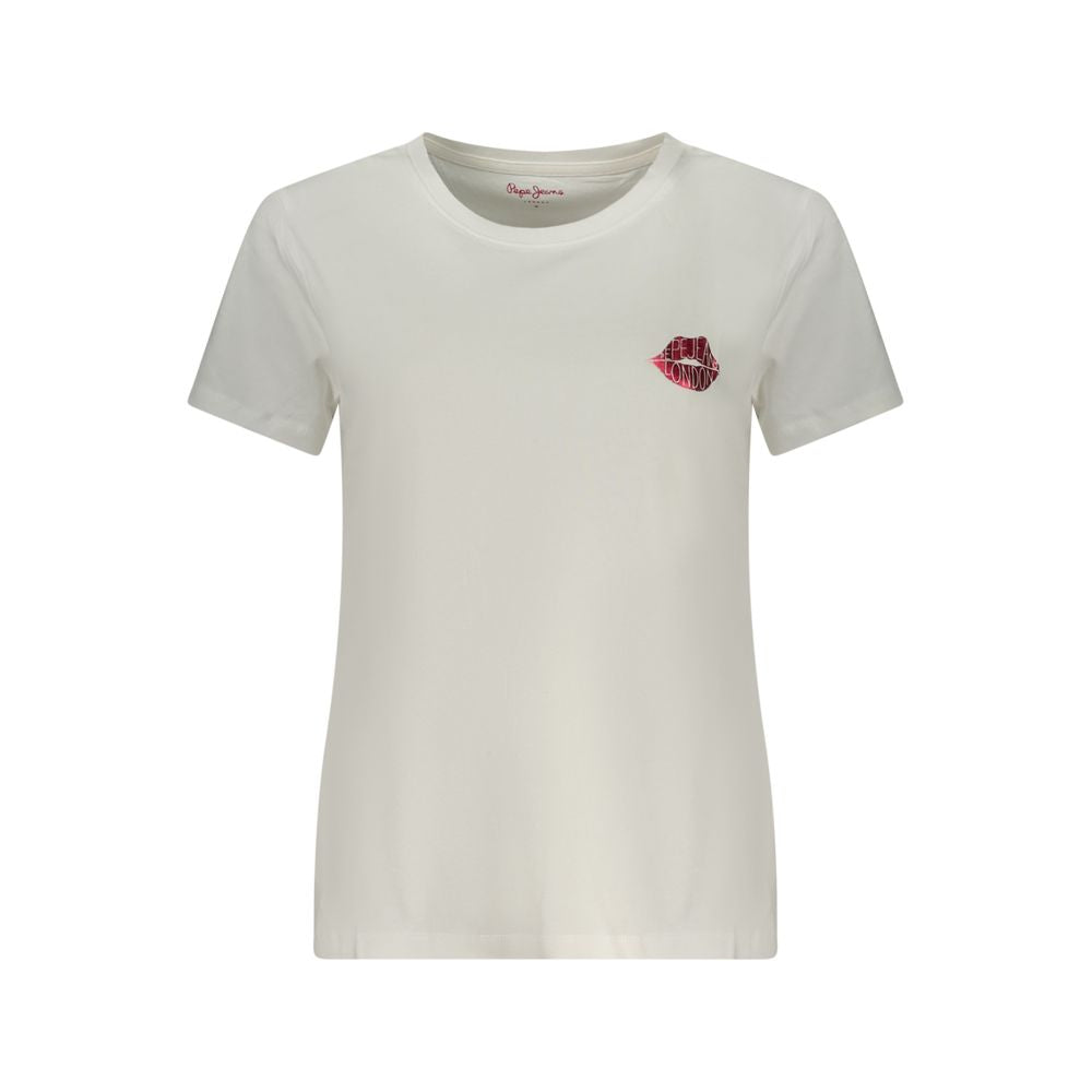 Pepe Jeans White Cotton Women T-Shirt | Regal Royce