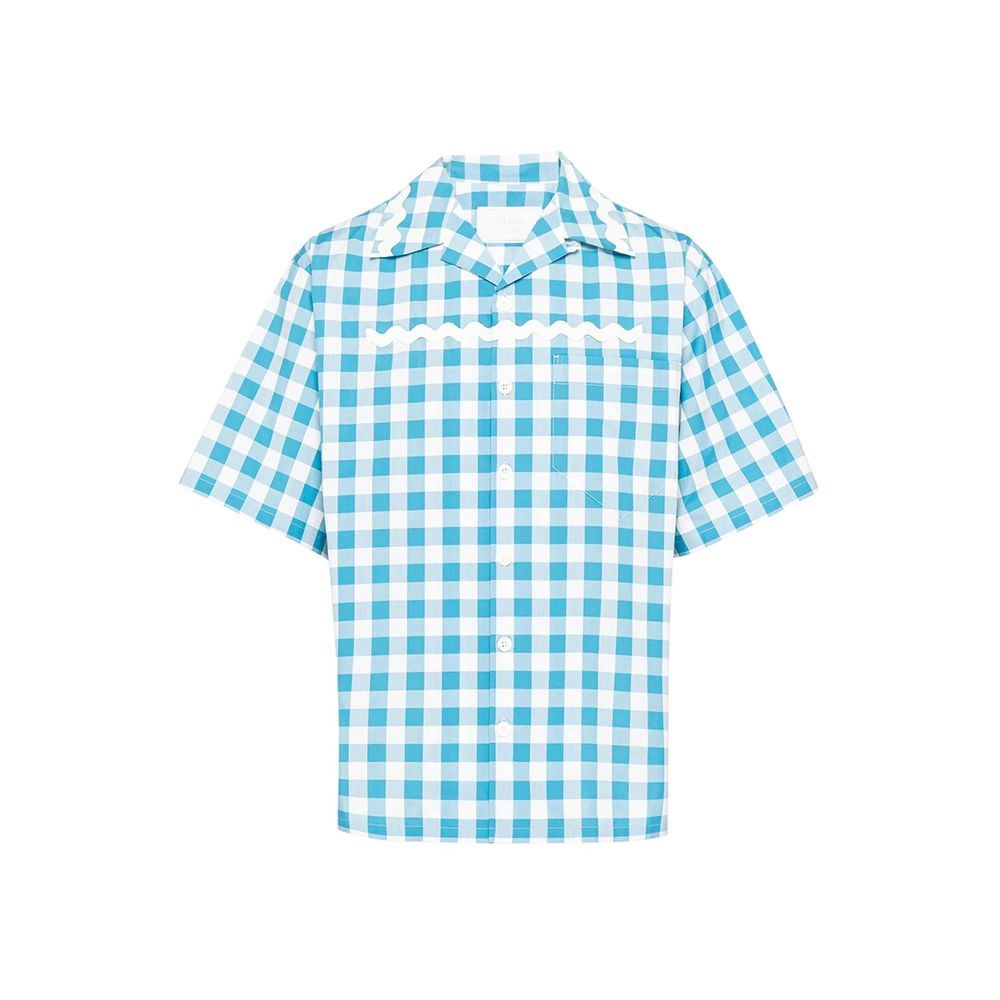 Prada Blue Cotton Pattern Shirt | Regal Royce