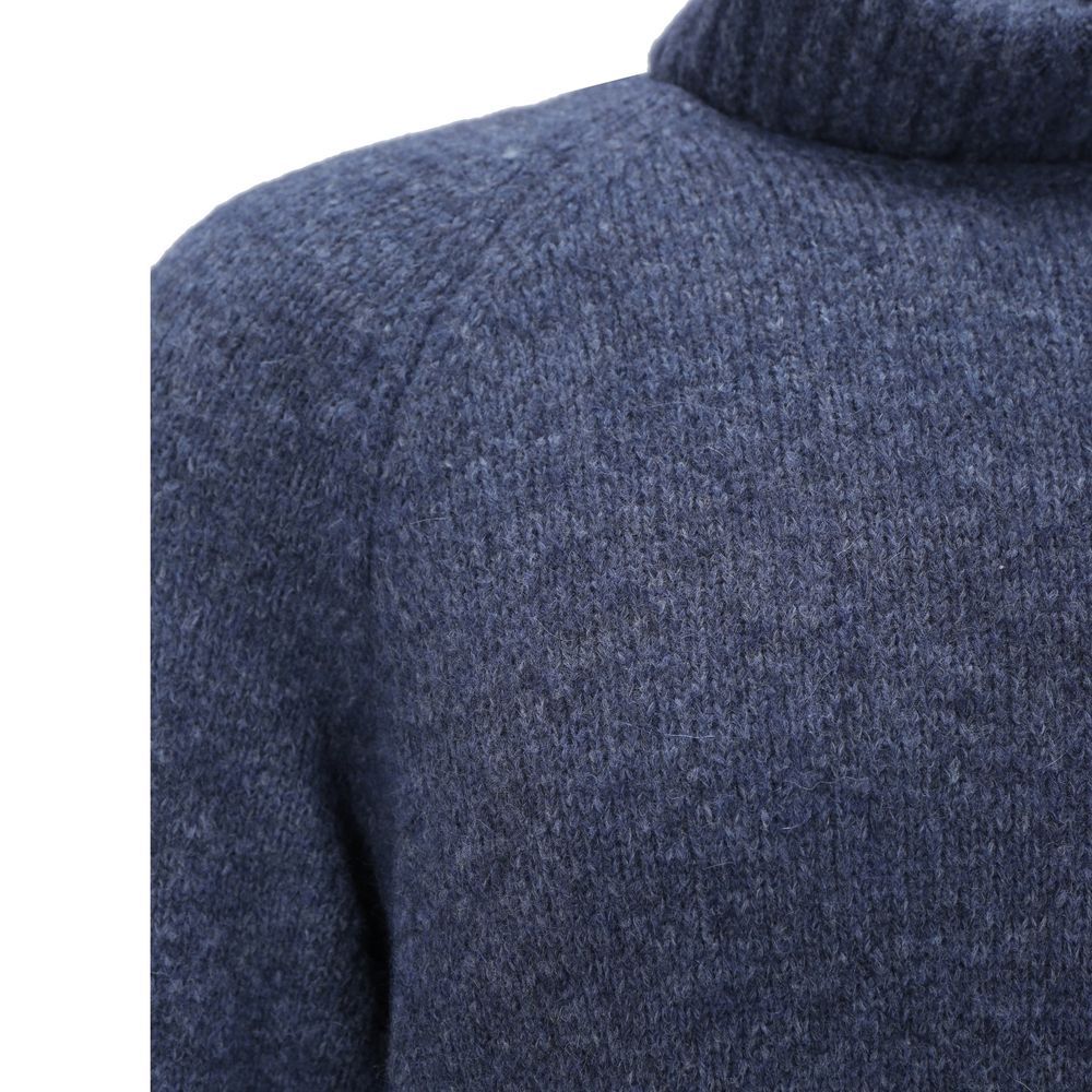 Brunello Cucinelli Blue Alpaca Leather Turtleneck | Regal Royce