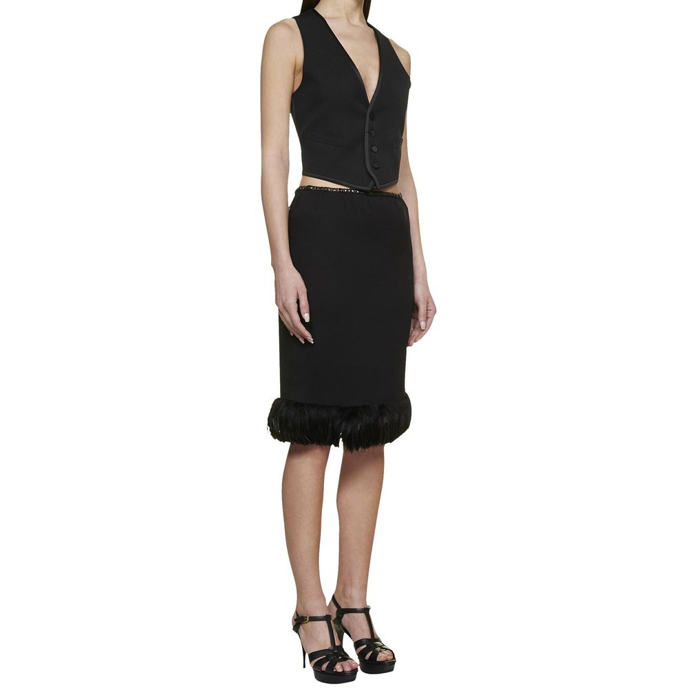 Saint Laurent Black Silk Midi Skirt | Regal Royce