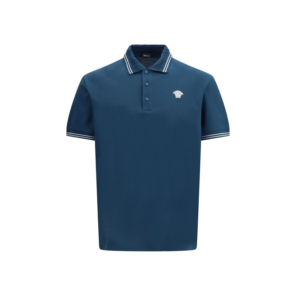 Versace Blue Cotton Polo Shirt | Regal Royce