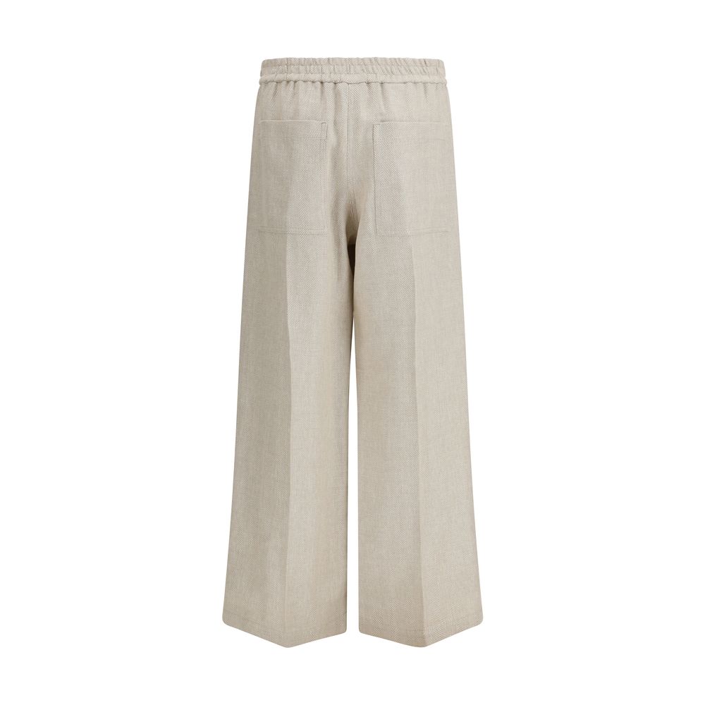 Brunello Cucinelli Beige Linen Casual Pants | Regal Royce