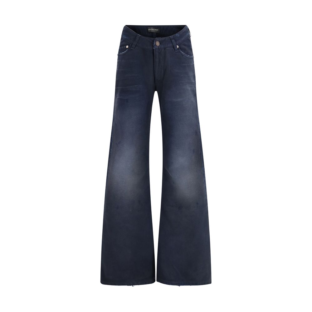 Balenciaga Blue Cotton Flared Jeans | Regal Royce