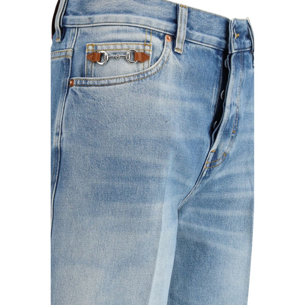 Gucci Light Blue Cotton Flared Jeans | Regal Royce
