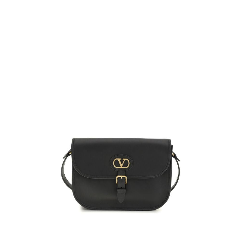 Valentino Garavani Black Calf Leather Bos Taurus Shoulder Bag | Regal Royce