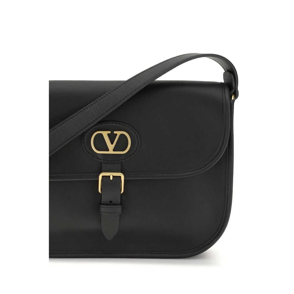 Valentino Garavani Black Calf Leather Bos Taurus Shoulder Bag | Regal Royce