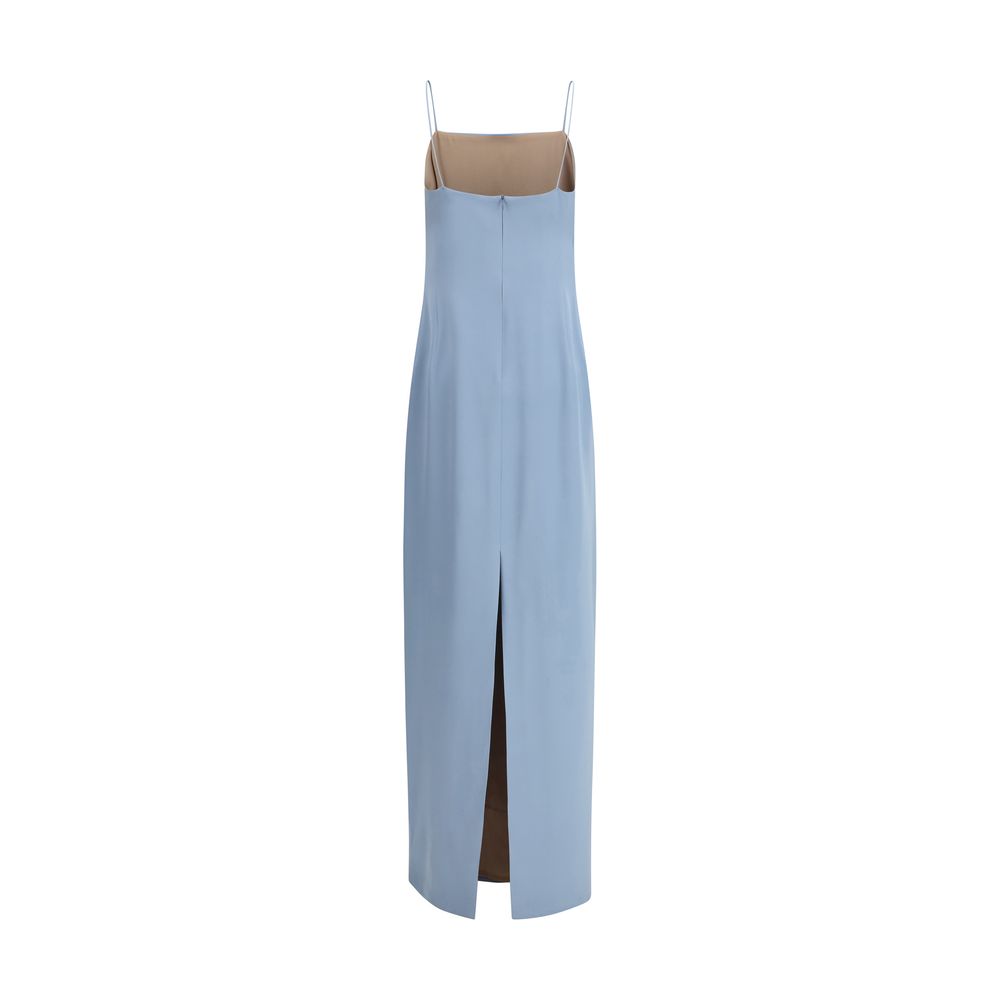 Di Stavnitser Light Blue Silk Long Dress | Regal Royce