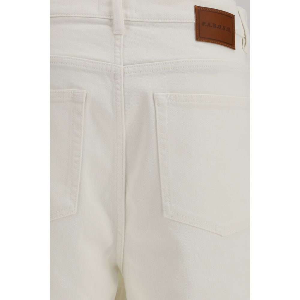 P.A.R.O.S.H. White Cotton Bermuda Shorts | Regal Royce