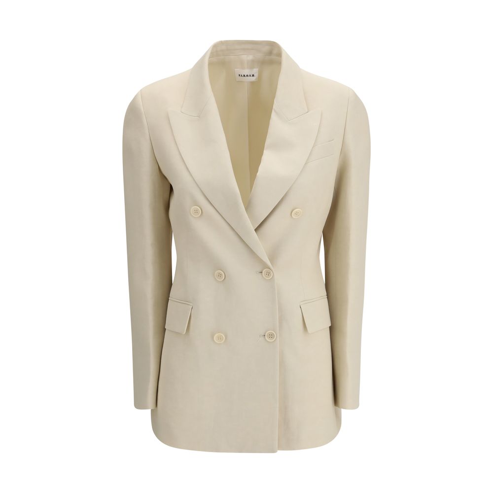 P.A.R.O.S.H. Cream Cotton Blazer | Regal Royce