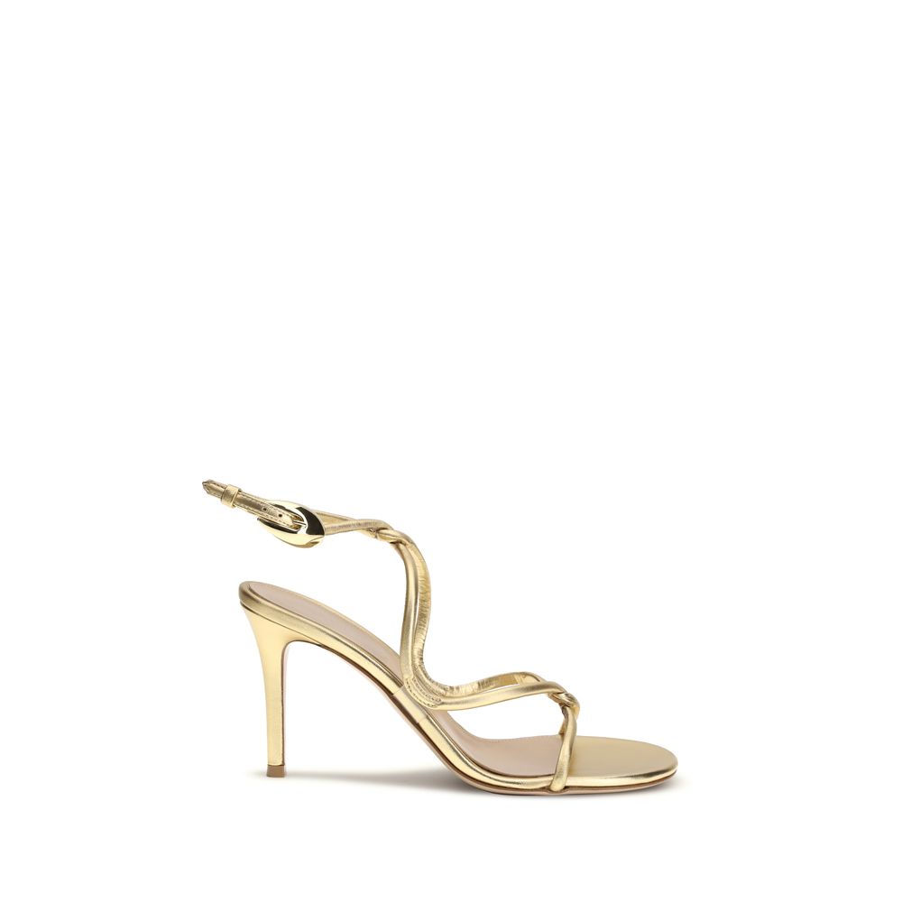 Gianvito Rossi Gold Calf Leather Bos Taurus Stiletto Heel Sandals | Regal Royce