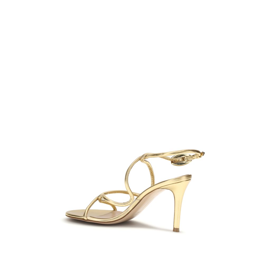 Gianvito Rossi Gold Calf Leather Bos Taurus Stiletto Heel Sandals | Regal Royce