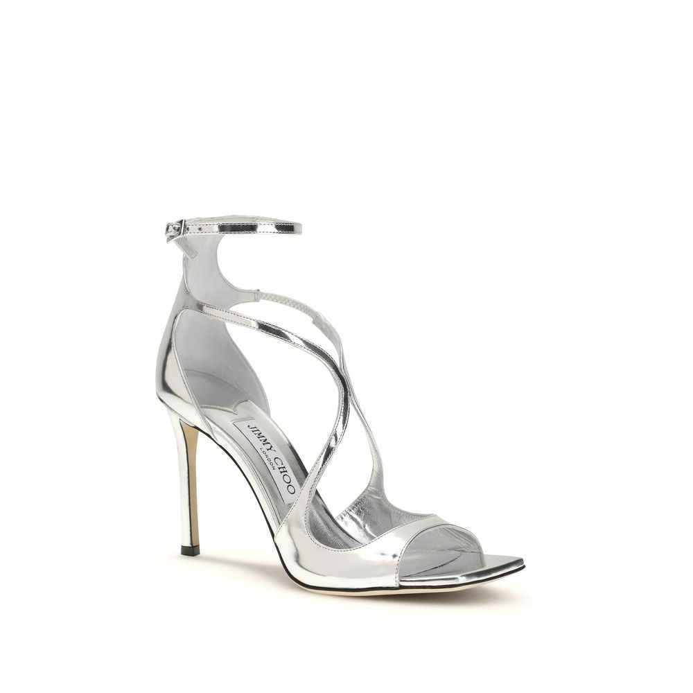 Jimmy Choo Silver Calf Leather Bos Taurus Stiletto Heel Sandals | Regal Royce