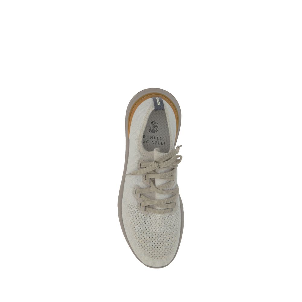 Brunello Cucinelli White Cotton Athletic Sneakers | Regal Royce