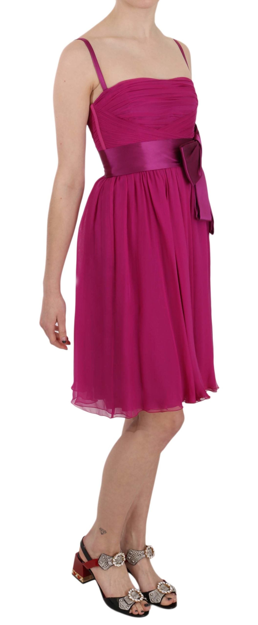 Dolce & Gabbana Fuchsia Pink Bow Silk Sleeveless Dress | Regal Royce