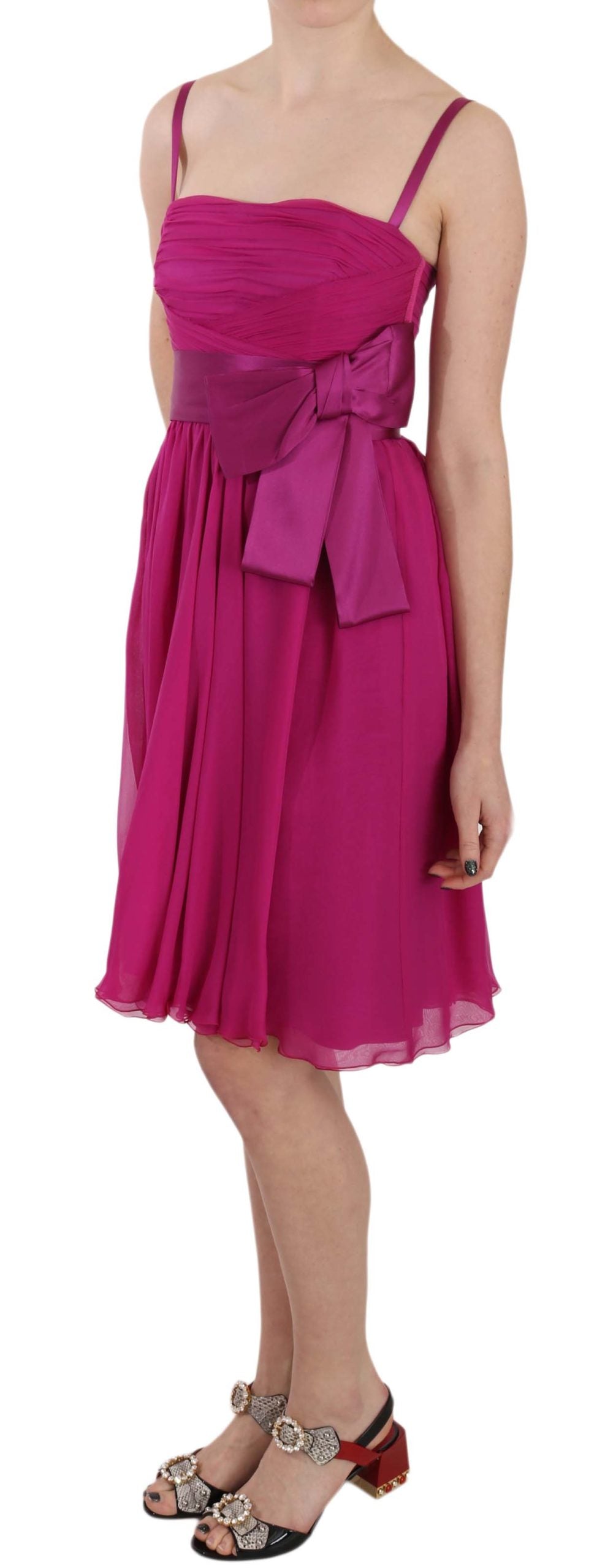 Dolce & Gabbana Fuchsia Pink Bow Silk Sleeveless Dress | Regal Royce