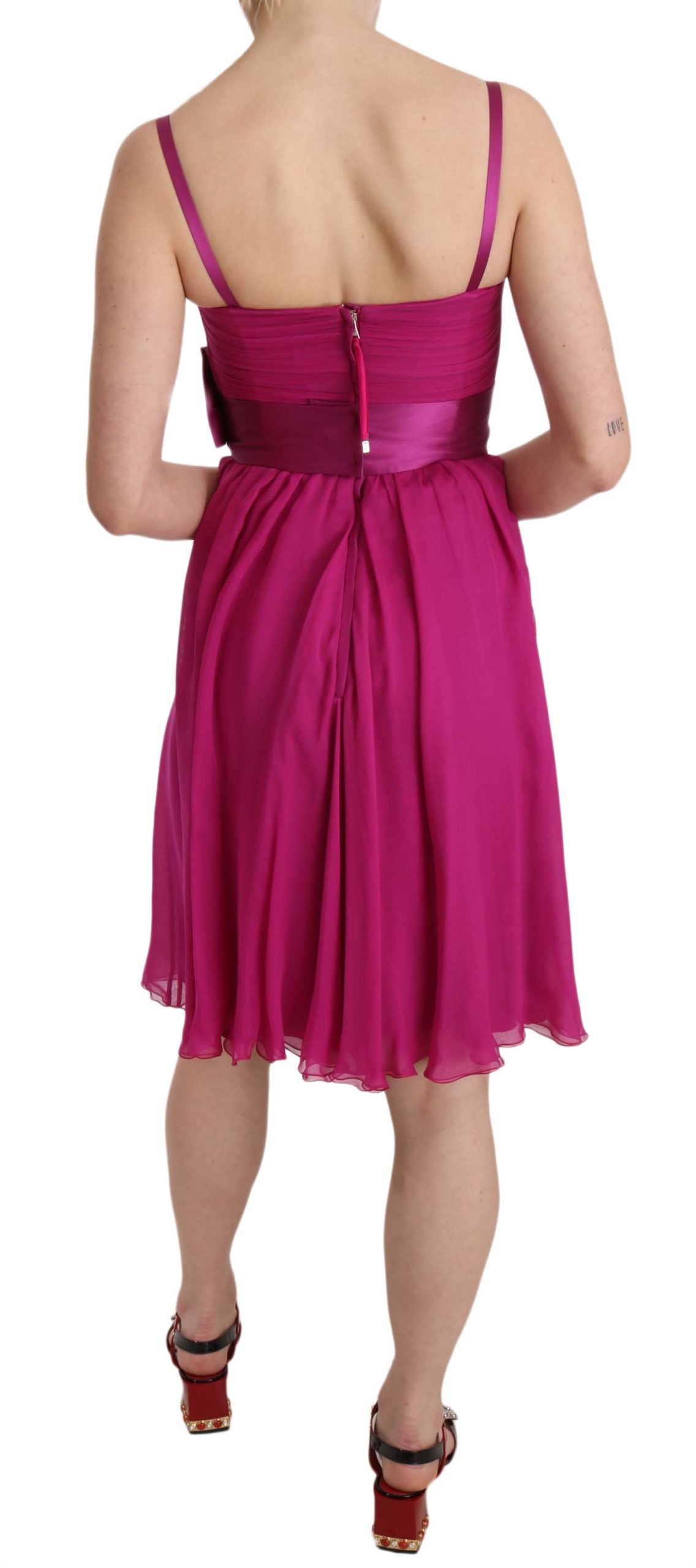 Dolce & Gabbana Fuchsia Pink Bow Silk Sleeveless Dress | Regal Royce