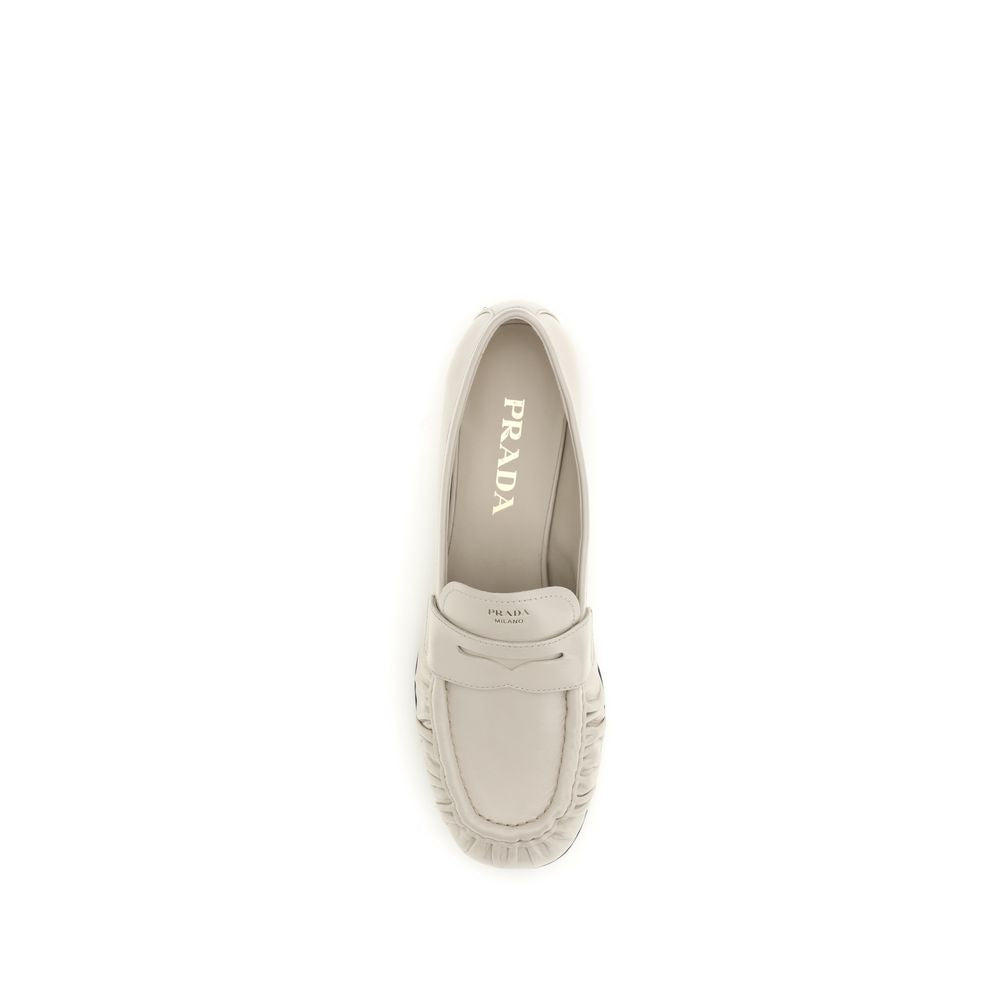 Prada Cream Calf Leather Bos Taurus Slip-On Loafers | Regal Royce