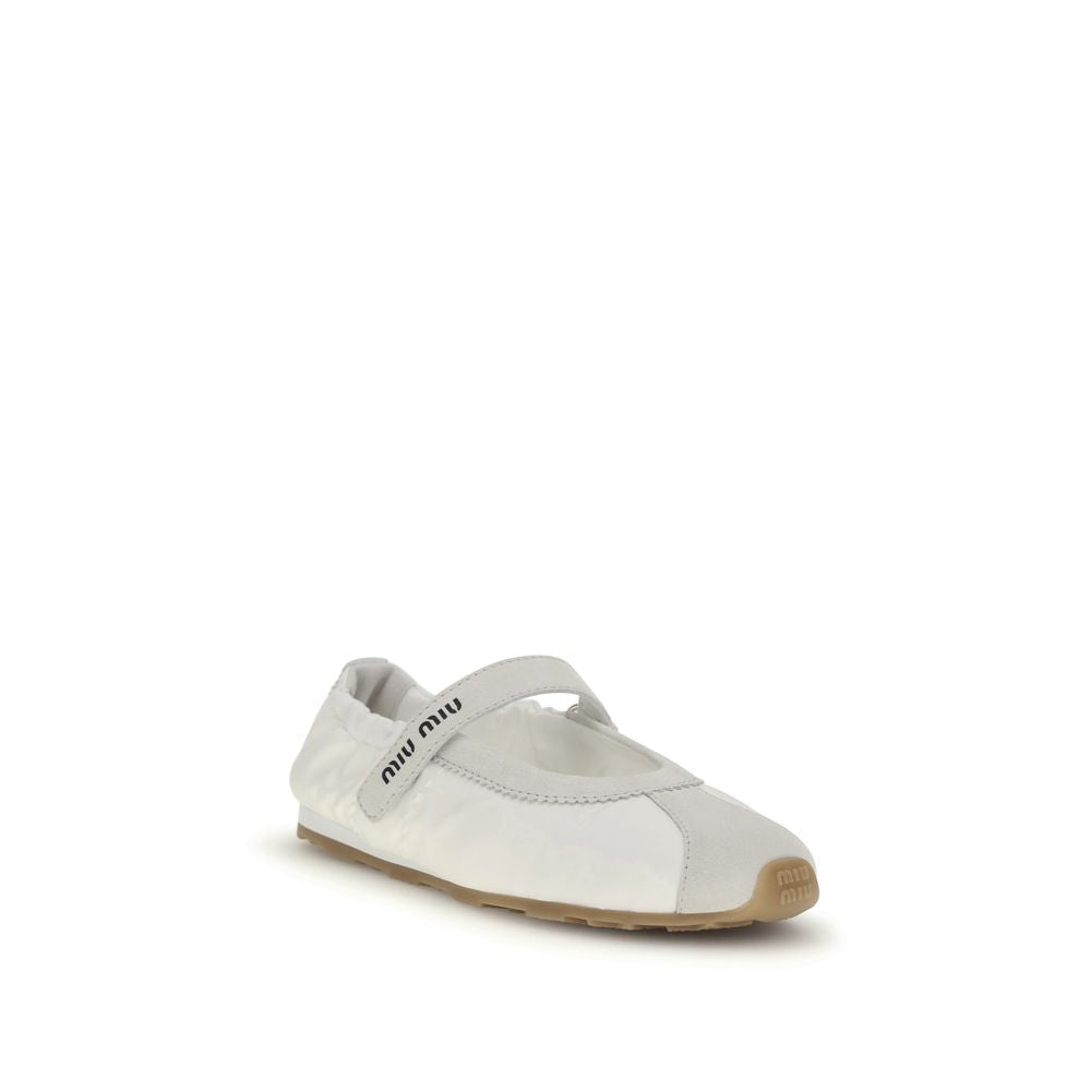 Miu Miu White Fabric Ballet Flats | Regal Royce