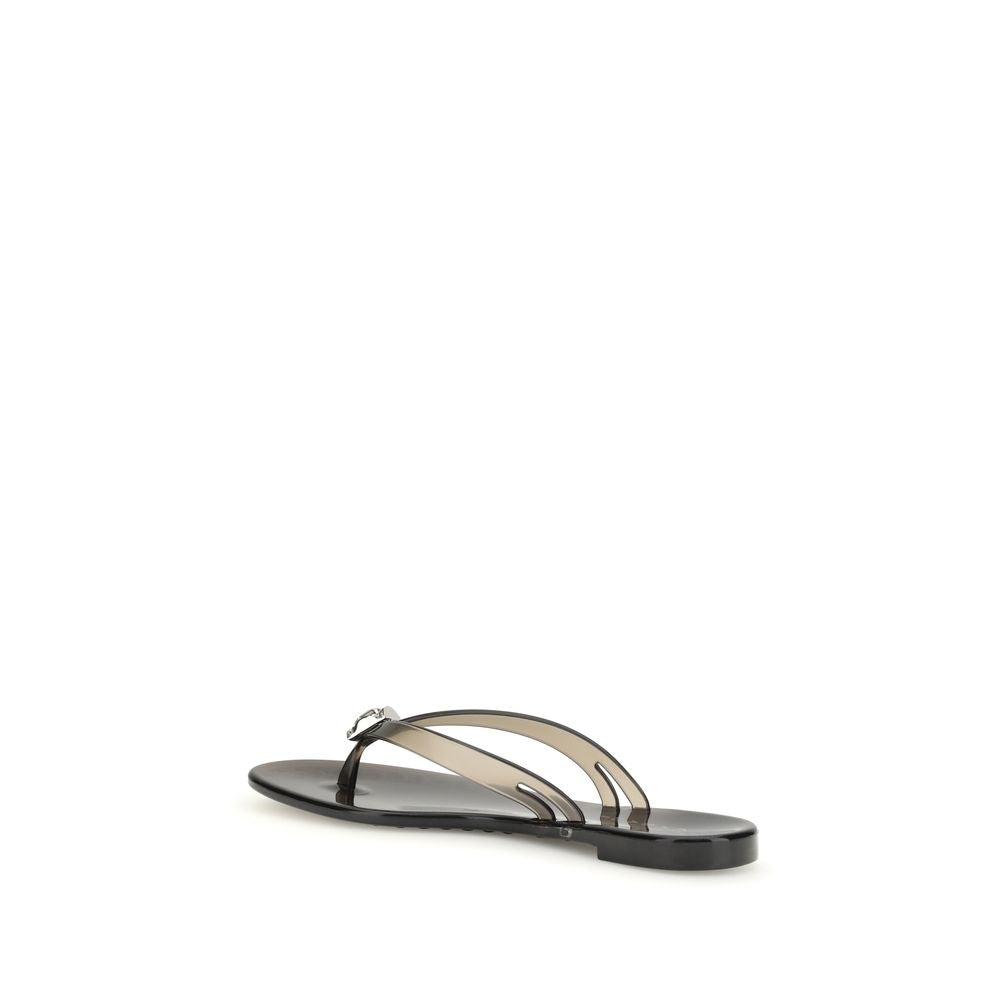 Casadei Black Polyurethane Flat Sandals | Regal Royce