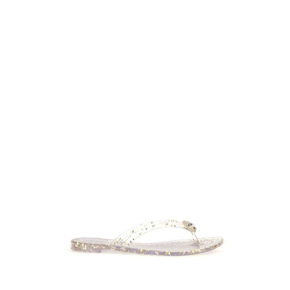 Casadei Gold Polyurethane Flat Sandals | Regal Royce