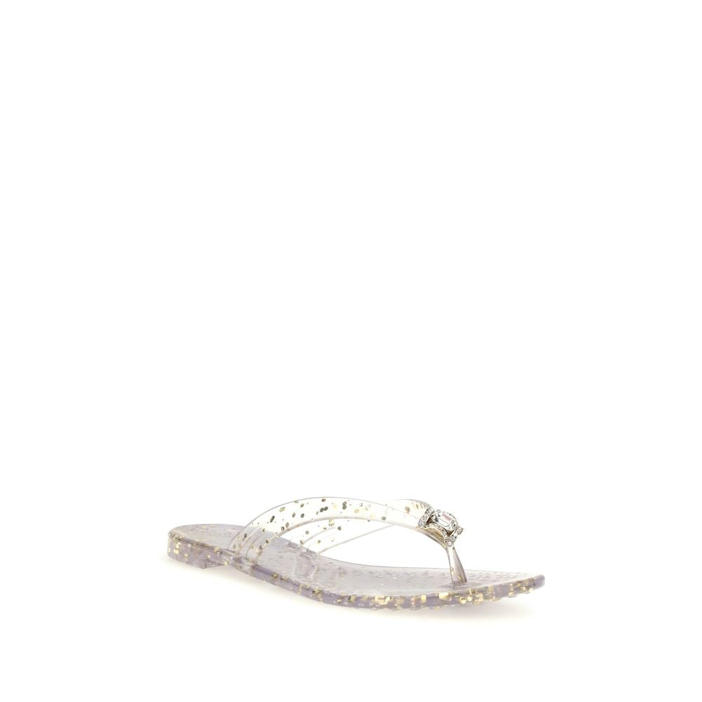 Casadei Gold Polyurethane Flat Sandals | Regal Royce