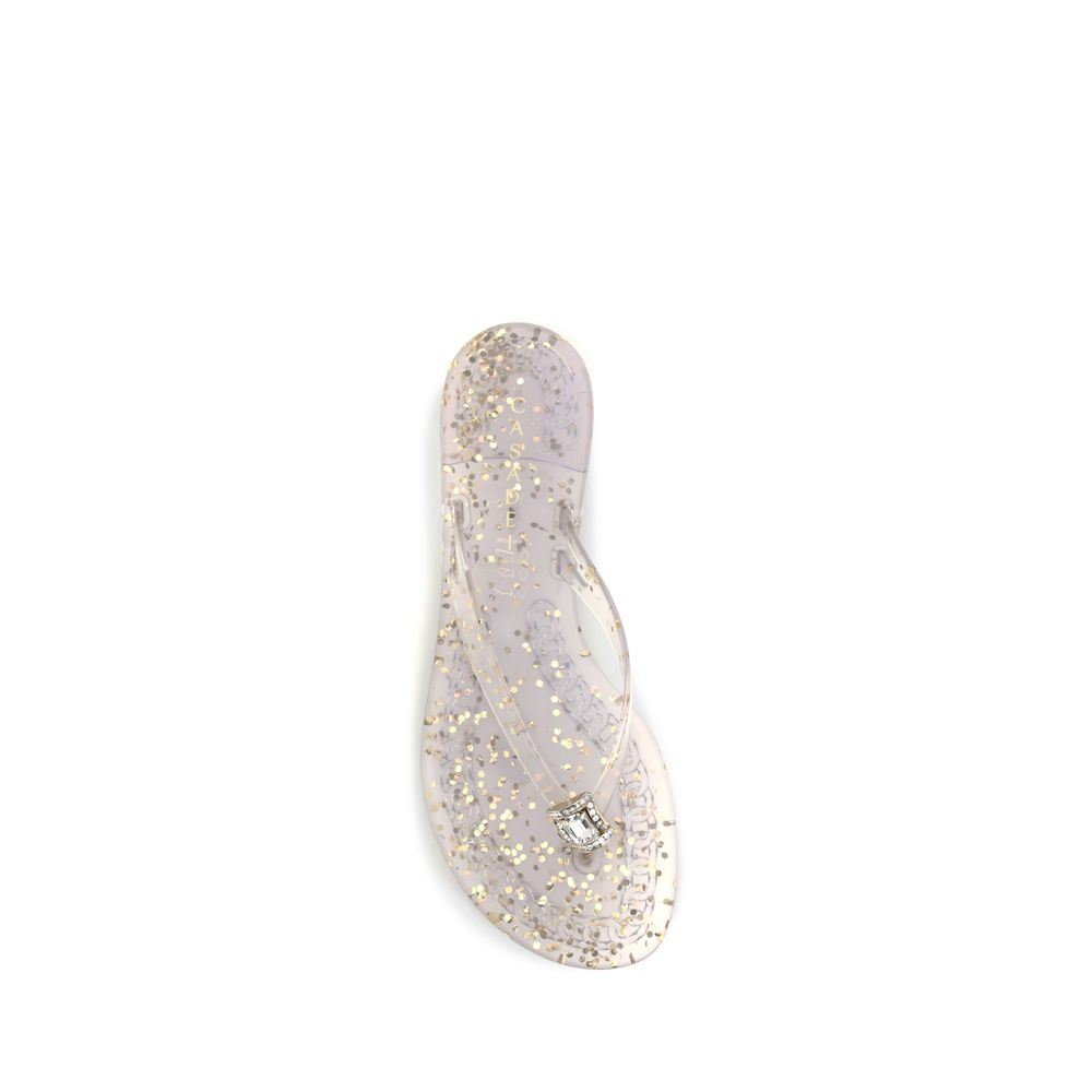 Casadei Gold Polyurethane Flat Sandals | Regal Royce