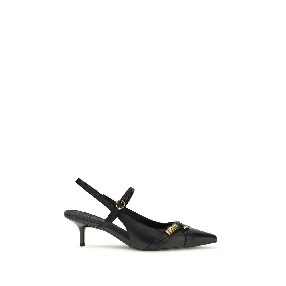 PINKO Black Calf Leather Bos Taurus Mid Heel Pumps | Regal Royce